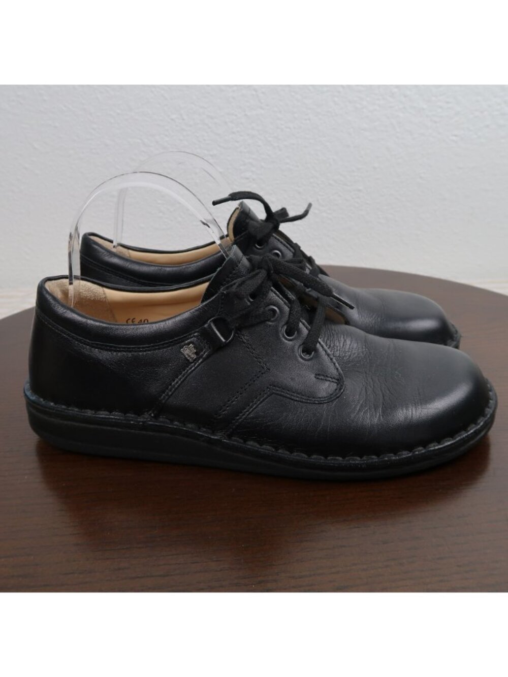 Finn Comfort 40 US 9 Black Leather Lace-Up Orthopedic Comfort Shoes Sneakers - Picture 4 of 9
